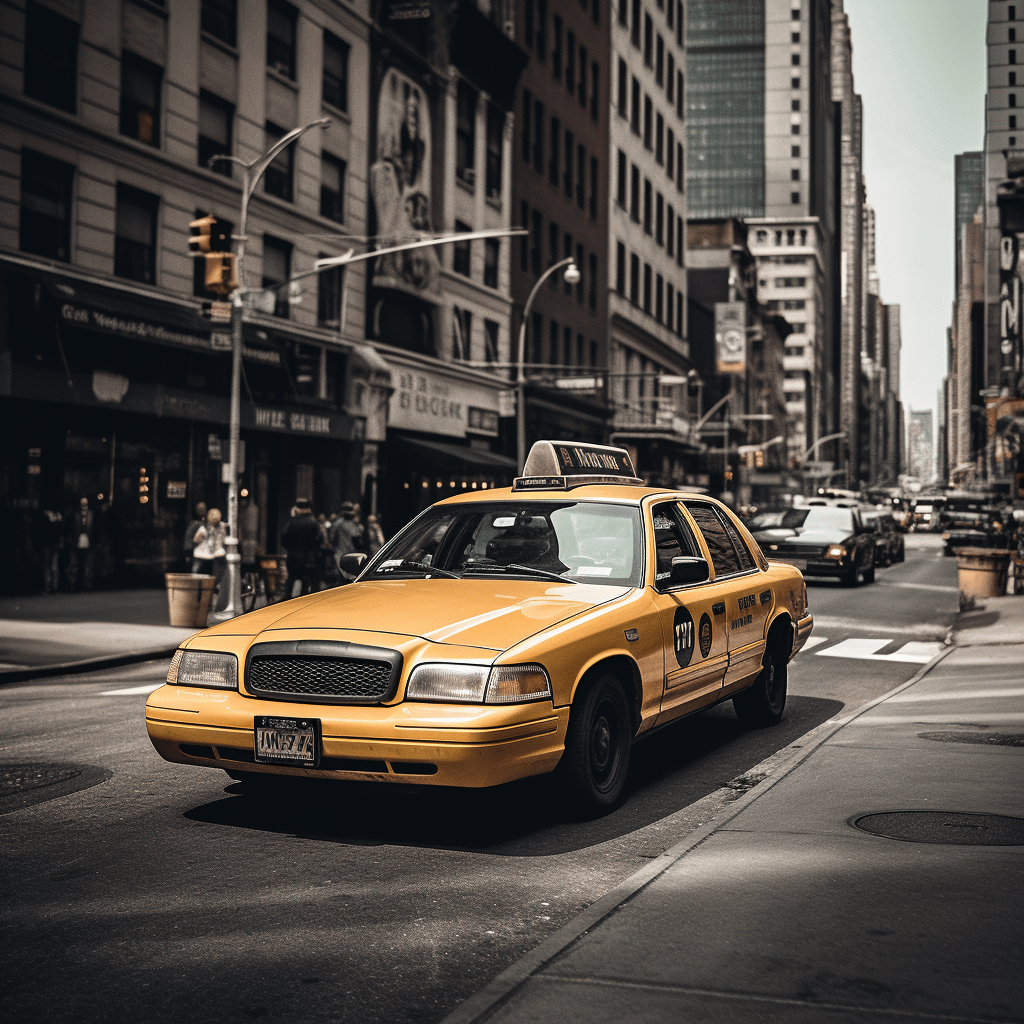 a taxi car in the city