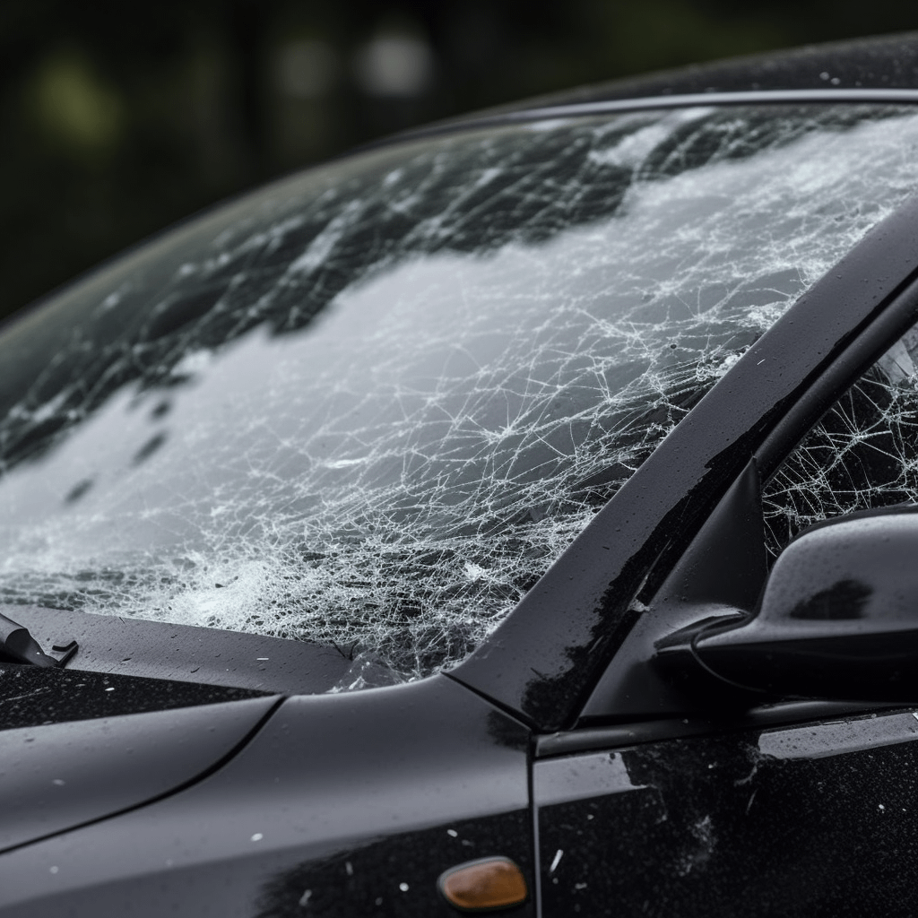 car with cracked windshield