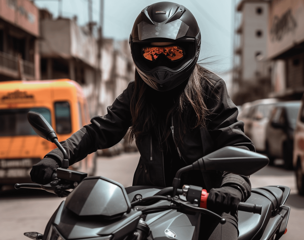 a female motorcyclist